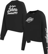 PRO STANDARD Women's Pro Standard Black Los Angeles Lakers Paint The City Cropped Pullover Sweatshirt
