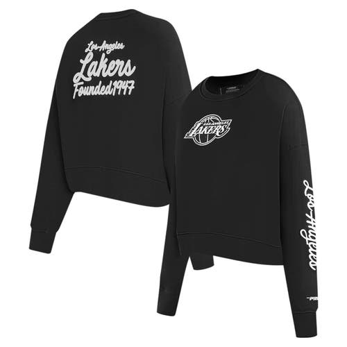 Pro Standard Black Los Angeles Lakers Paint The City Cropped Pullover Sweatshirt