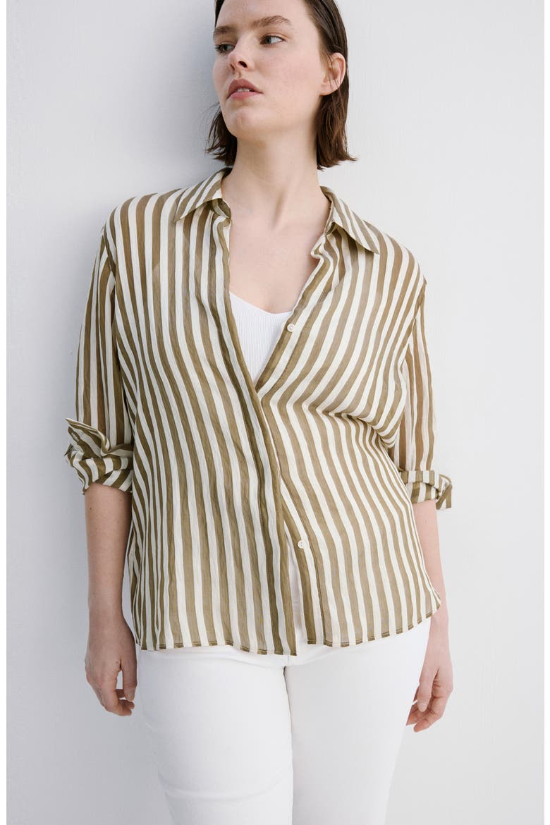 Stripe Woven Shirt, Alternate, color, KHAKI