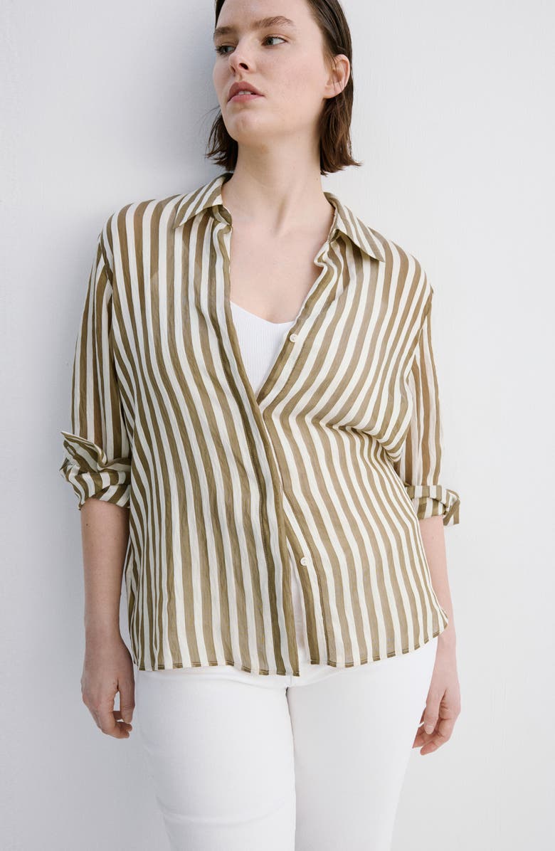 MANGO Stripe Woven Shirt, Alternate, color, 