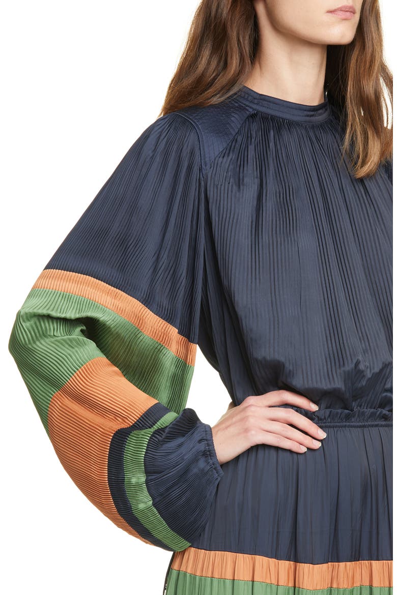 Rosa Stripe Sleeve Blouse, Alternate, color, MIDNIGHT