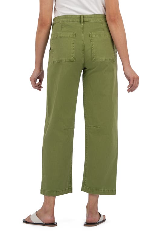 Kut From The Kloth Ashton Crop Barrel Linen Blend Pants In Green