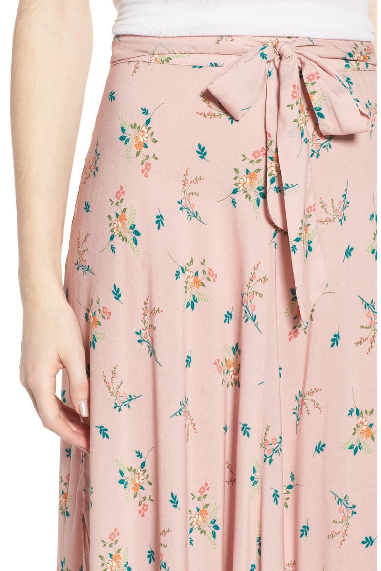 Floral Print Midi Skirt, Alternate, color, SWEET PEA
