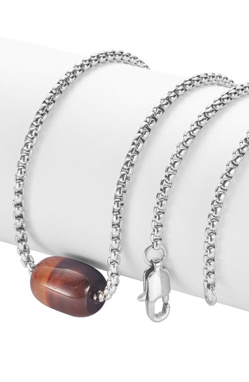 Van Heusen Stainless Steel Semiprecious Stone Bead Pendant Necklace