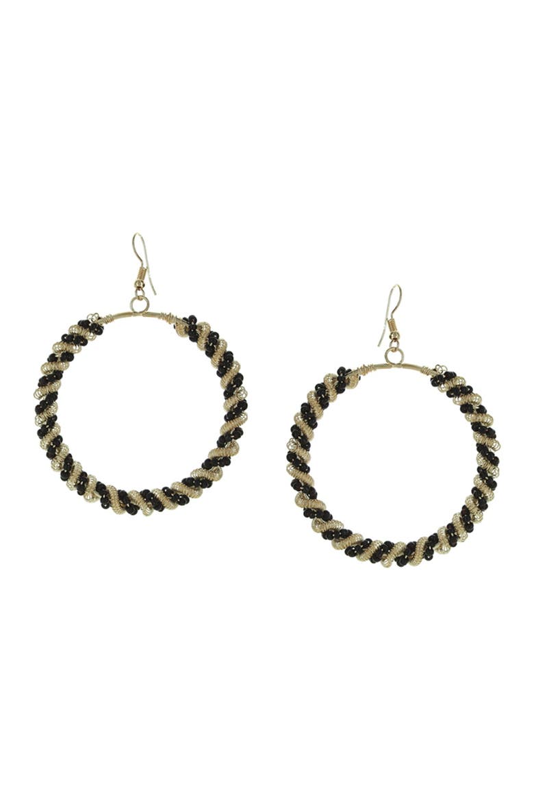 Eira Twist Hoop Earrings, Main, color, GOLD-BLACK