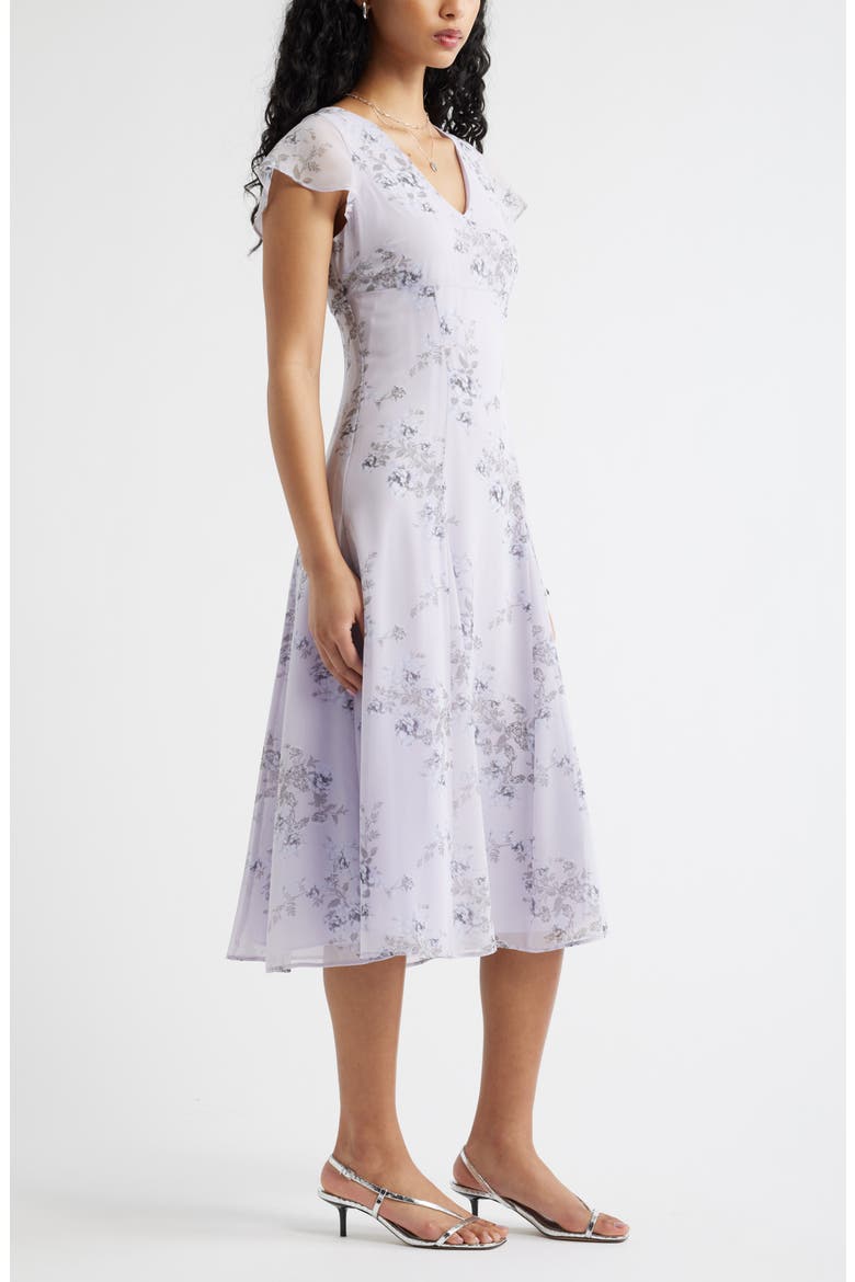 Short Sleeve Godet Pleat Dress, Alternate, color, PURPLE MIRAGE FLORAL