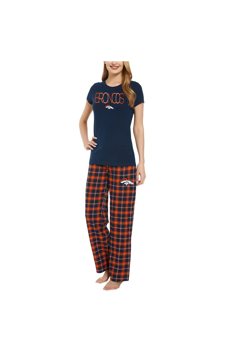 CONCEPTS SPORT Women's Concepts Sport Navy/Orange Denver Broncos Arctic T-Shirt & Flannel Pants Sleep Set, Alternate, color, 
