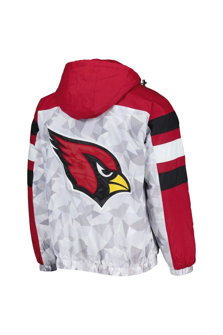 Men's Starter White/Cardinal Arizona Cardinals Thursday Night Gridiron Raglan Half-Zip Hooded Jacket, Alternate, color, White