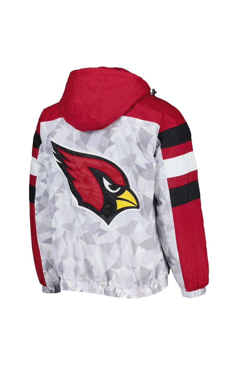 STARTER Men's Starter White/Cardinal Arizona Cardinals Thursday Night Gridiron Raglan Half-Zip Hooded Jacket, Alternate, color, White