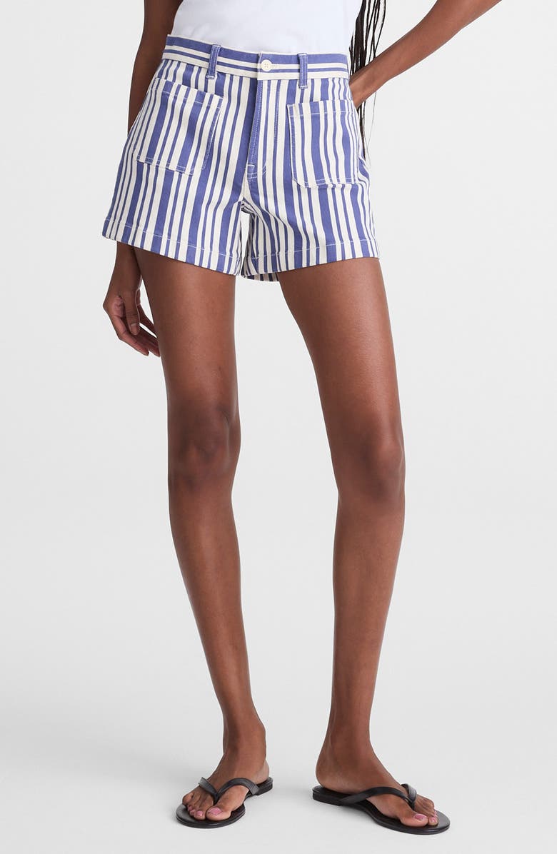 Madewell The Emmy Stripe Patch Pocket Shorts, Main, color, Waterfall Stripe