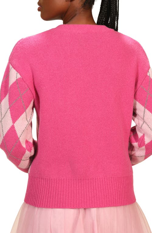 Isaac Mizrahi New York Argyle Crewneck Sweater In Pink
