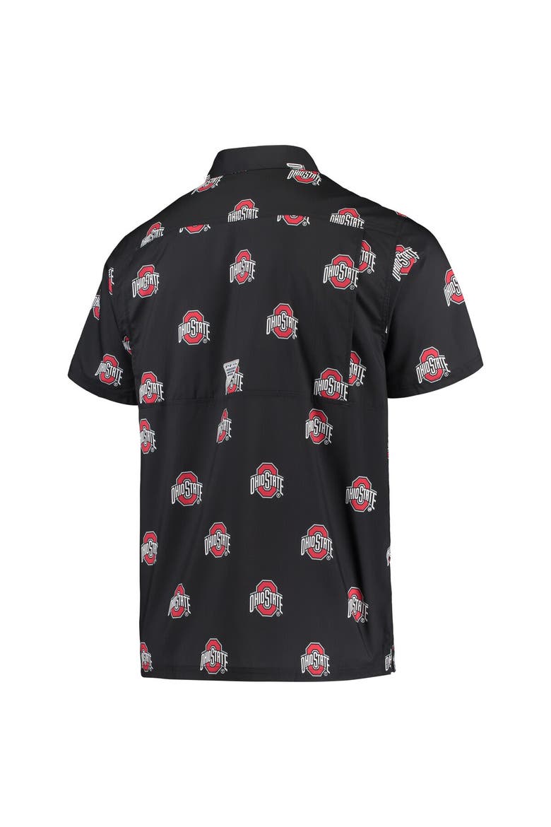 Men's Columbia Black Ohio State Buckeyes Super Slack Tide Omni-Shade Button-Up Shirt, Alternate, color, Black