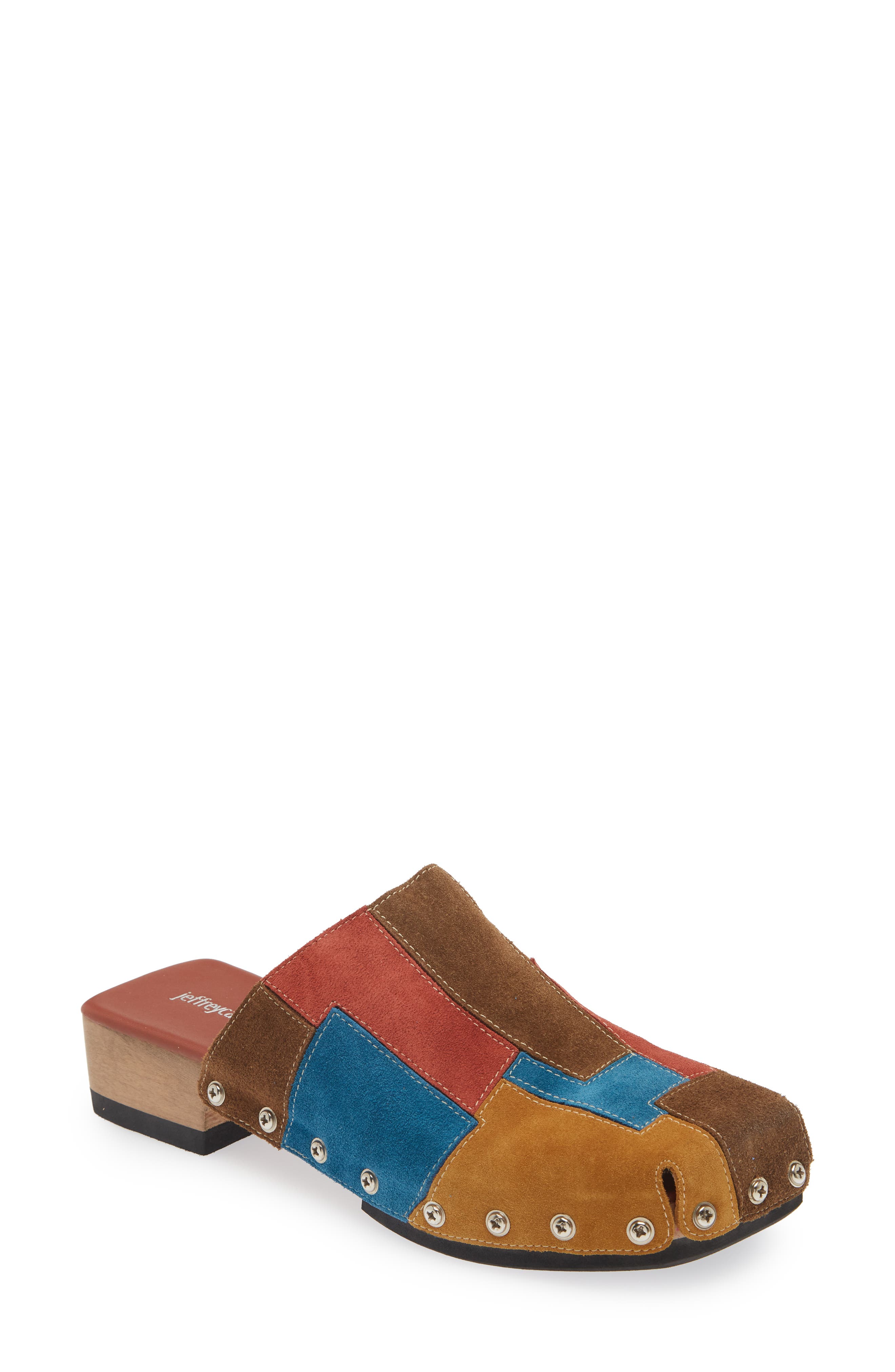Calceus Patchwork Clog, Main, color, NEUTRAL SUEDE MULTI