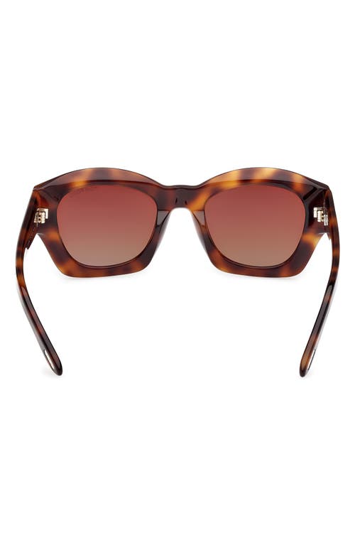 Tom Ford Guilliana 52mm Gradient Geometric Sunglasses In Shiny Havana/grad Brown Blue