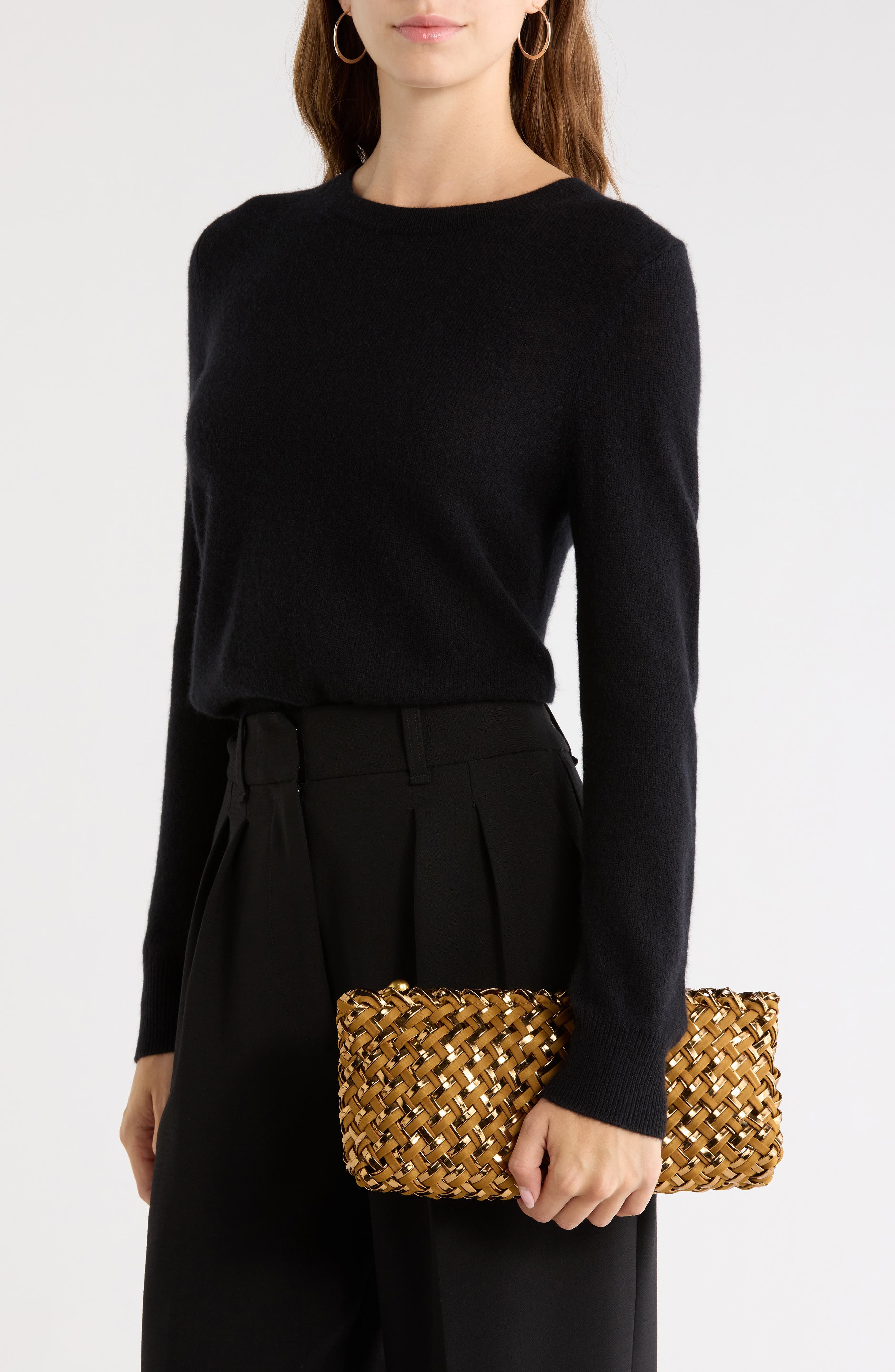 Gala Double Weave Metallic Clutch, Alternate, color, FIRENZE