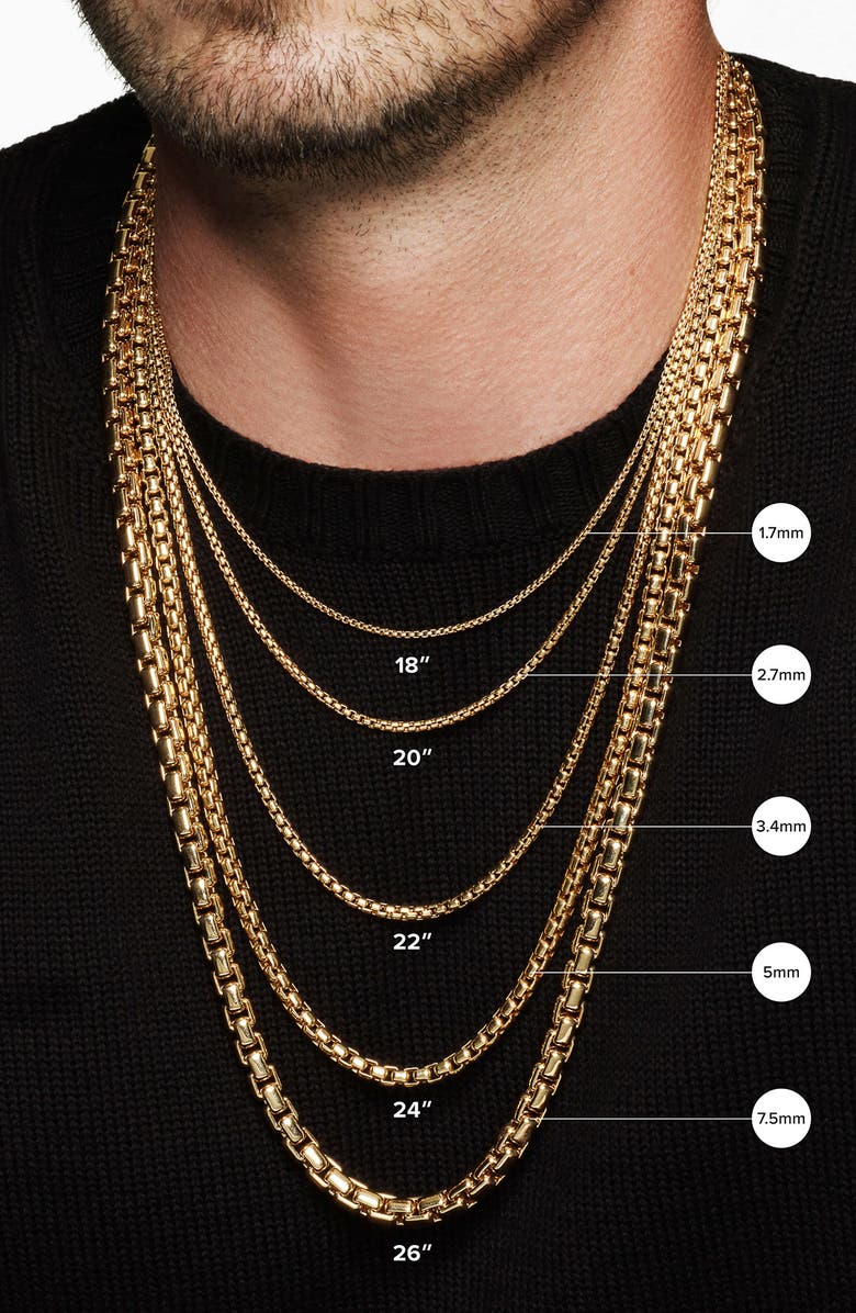 David Yurman Men's Box Chain Necklace in 18K Gold, 1.7mm, Alternate, color, Yellow Gold