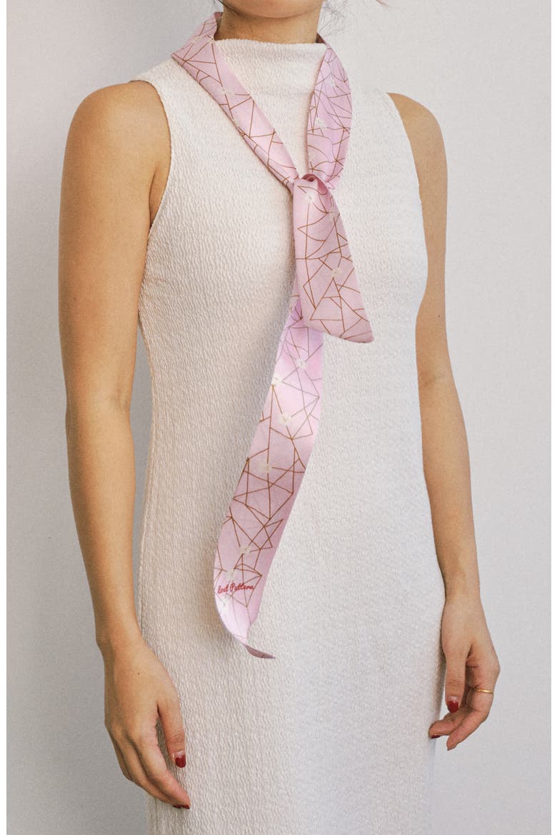 Almond Blossom Skinny Silk Scarf, Alternate, color, PEACH