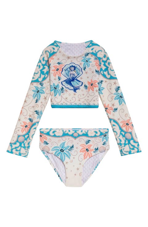 Kids' Caramel Long Sleeve UPF 50 Two-Piece Rashguard Swimsuit (Little Kid & Big Kid)