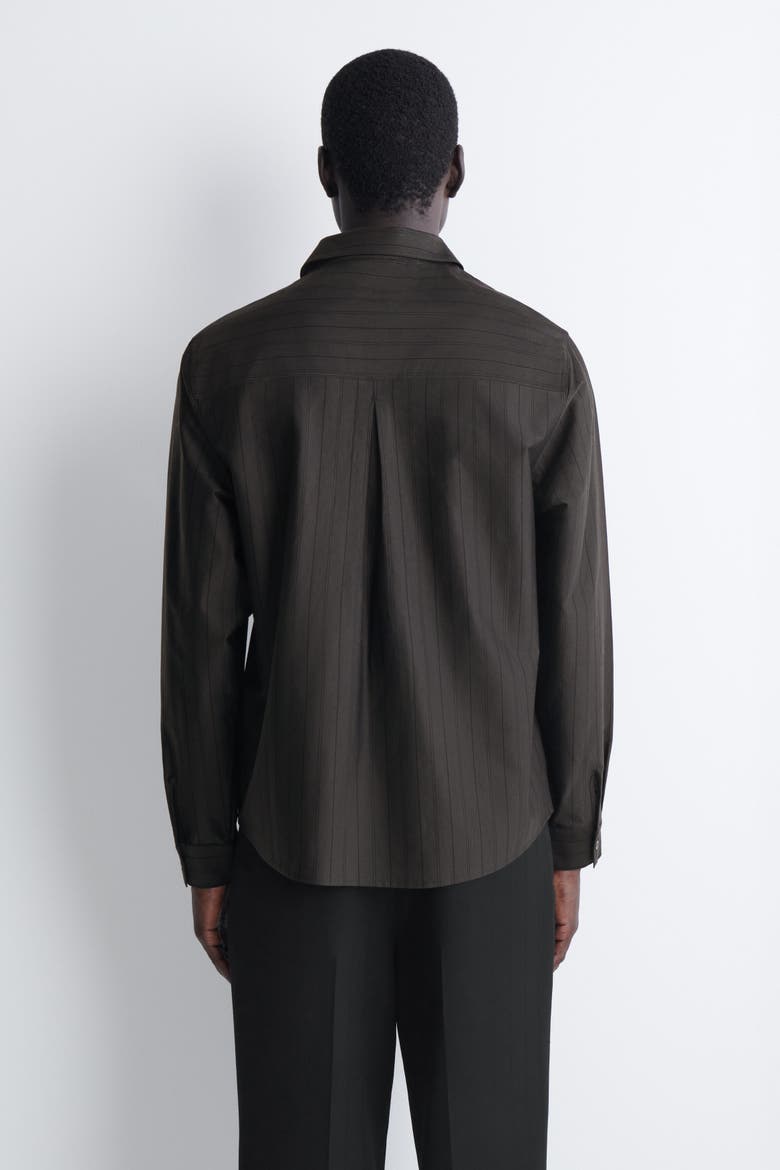 Striped Cotton-Jersey Shirt, Alternate, color, BROWN / STRIPED