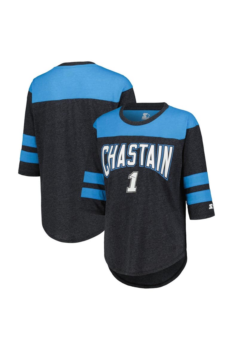 Women's Starter Black Ross Chastain Full Back Block 3/4-Sleeve Tri-Blend Top, Main, color, Black