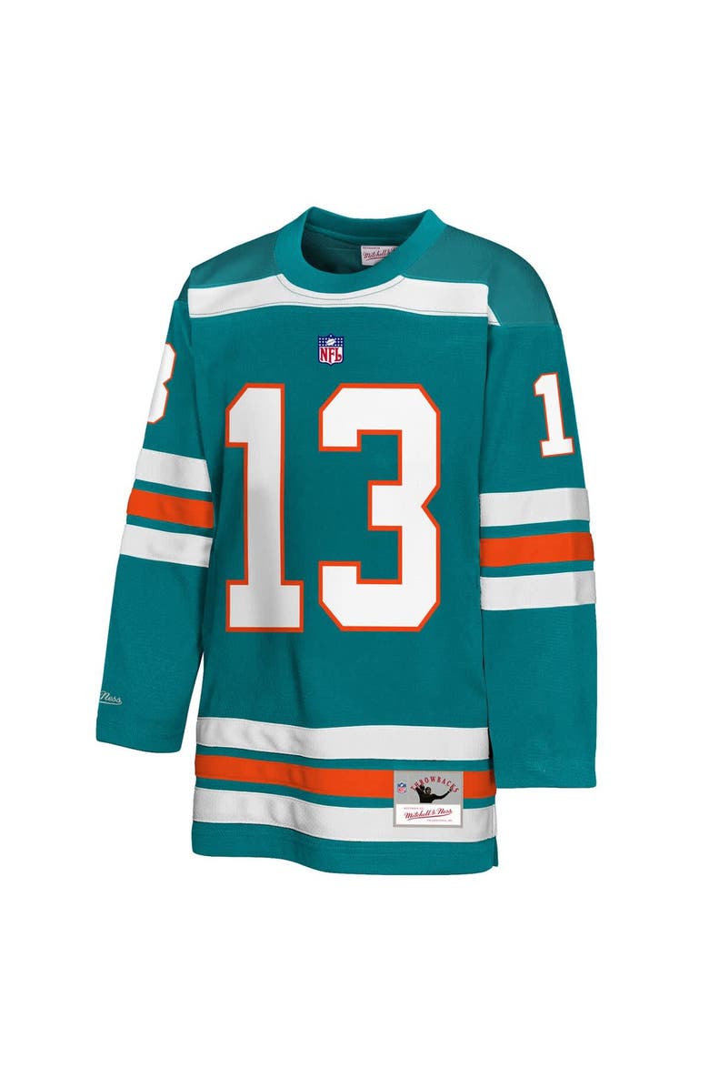 Mitchell & Ness Youth Mitchell & Ness Dan Marino Aqua Miami Dolphins Hockey Fashion Jersey, Alternate, color, Aqua