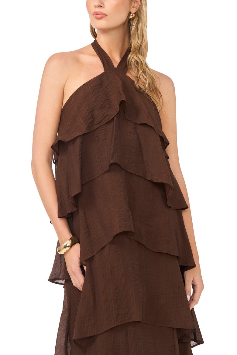 Tiered Halter Midi Dress, Alternate, color, MOCHA