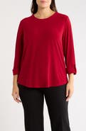 AK ANNE KLEIN Heatset Crystal Three-Quarter Sleeve Top