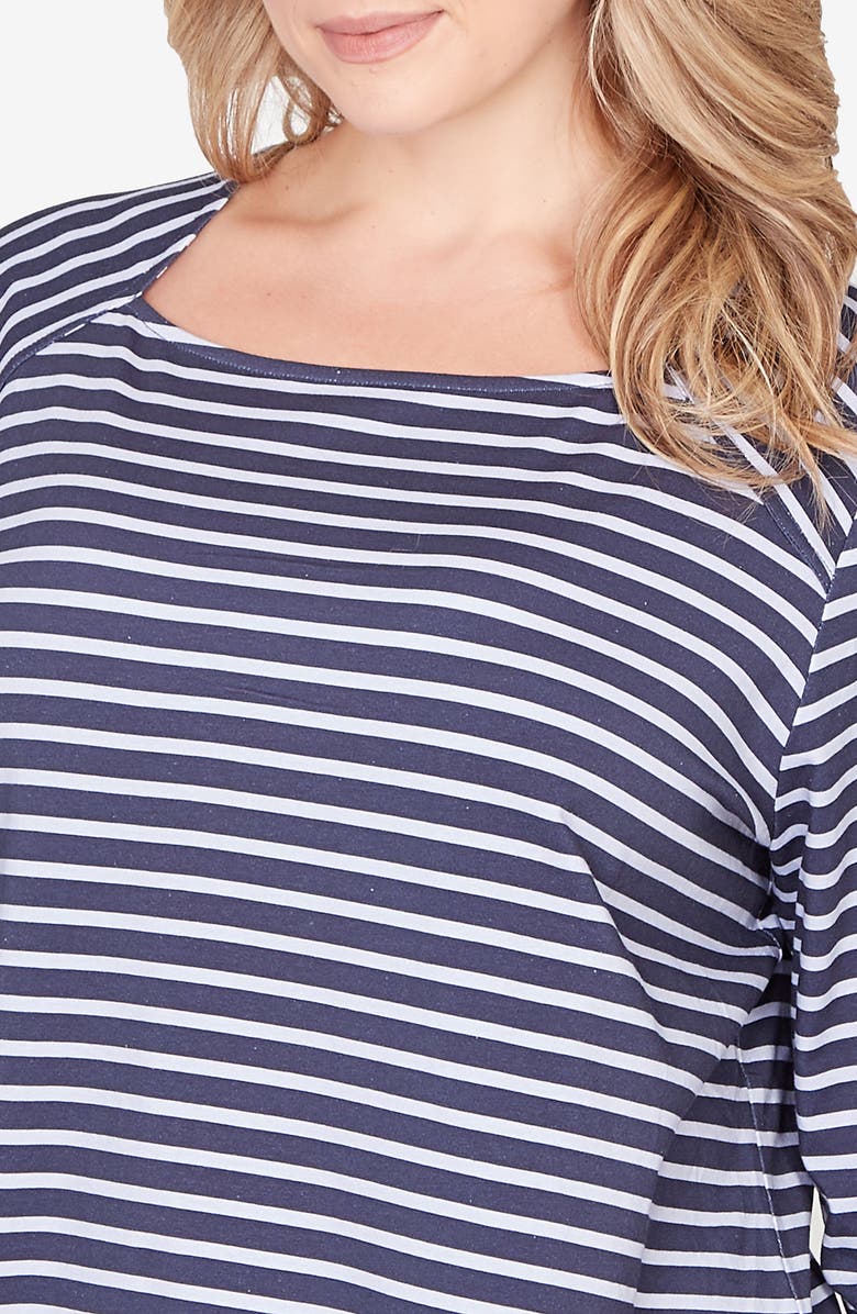 RUBY RD Novelty Stripe Top, Alternate, color, Navy Multi