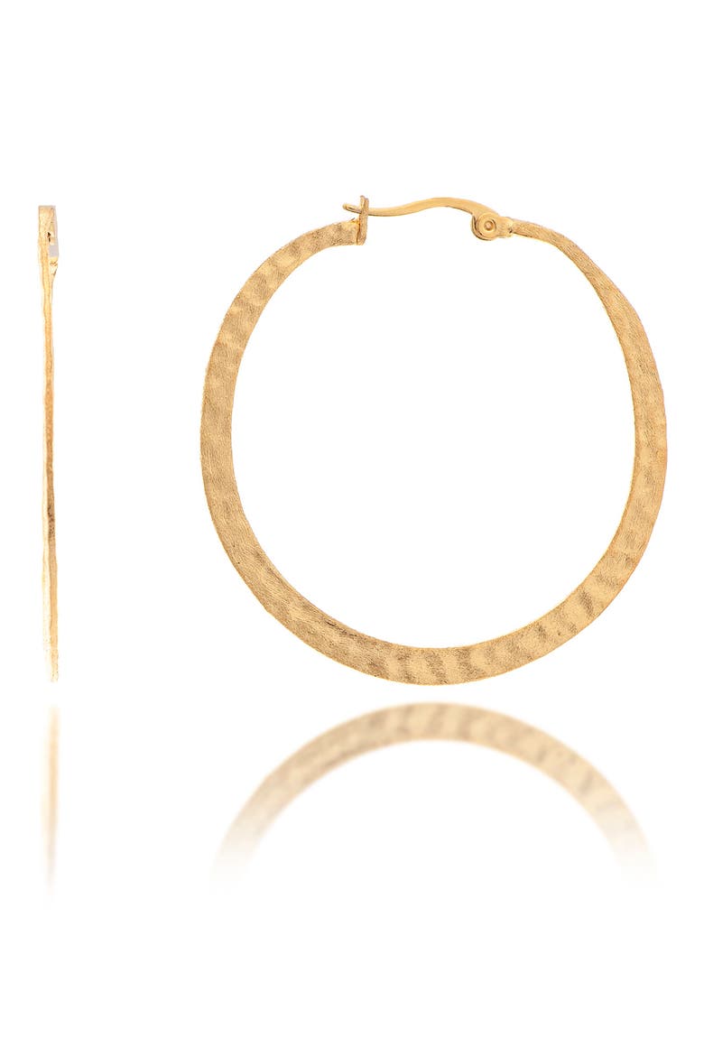 18K Gold Clad Hammered Hoop Earrings, Main, color, 18K GOLD CLAD