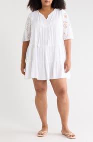BOHO ME Eyelet Short Sleeve Cover-Up