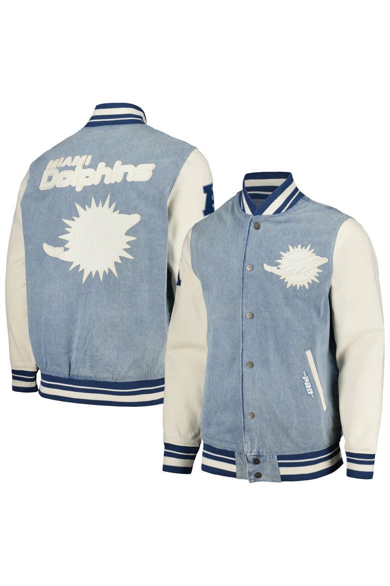 Men's Pro Standard  Denim Miami Dolphins Varsity Blues Full-Snap Varsity Jacket, Alternate, color, Denim