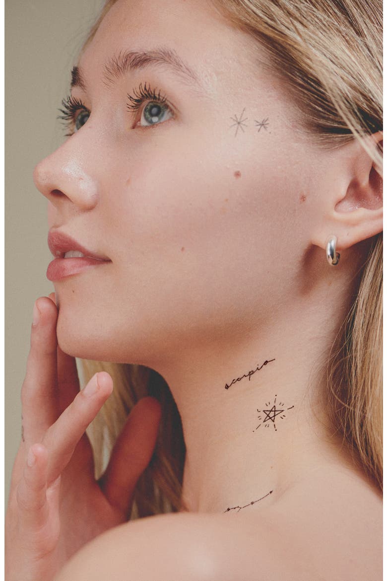 Water Zodiac Temporary Tattoos, Alternate, color, BLACK