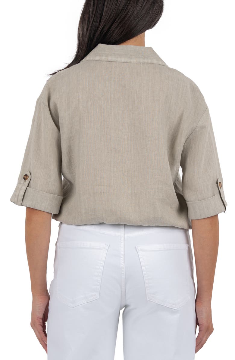 KUT from the Kloth Rebel Knot Front Linen Blend Top, Alternate, color, Wheat