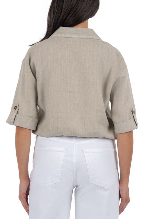 Kut From The Kloth Rebel Knot Front Linen Blend Top In Gray