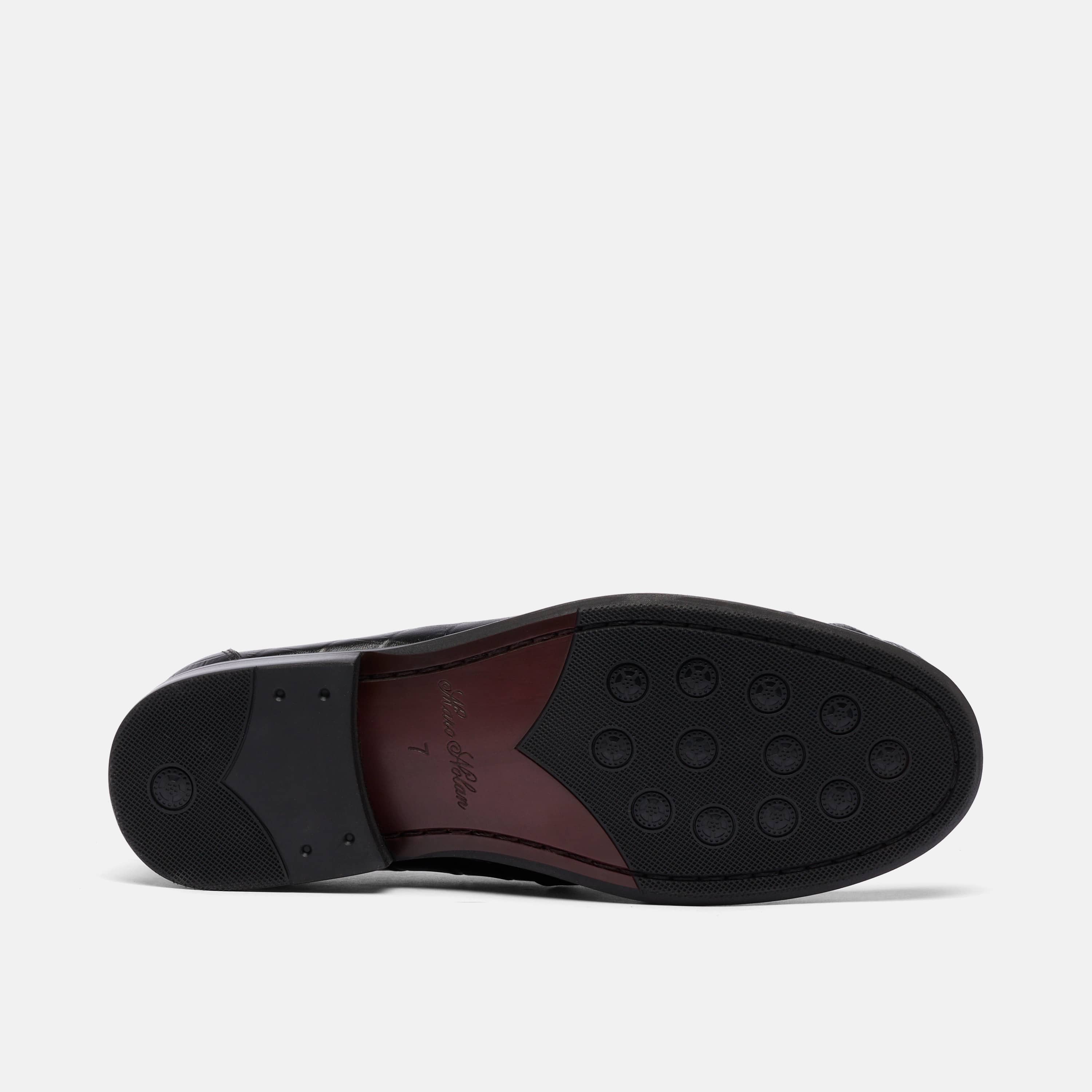 Kennedy Embossed Pleated Penny Loafer, Alternate, color, Black Croc