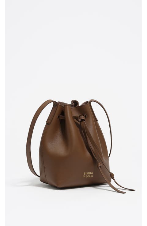 Leather Bucket Crossbody Bag