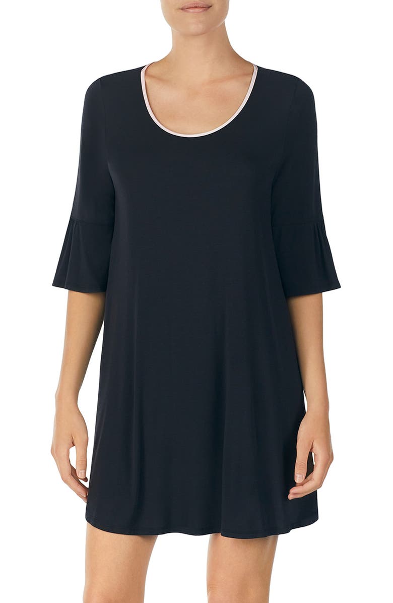 Kate Spade New York bell cuff sleep shirt, Main, color, Black