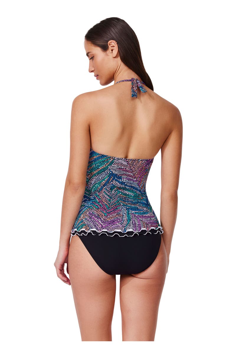Layla Tricolore Halter Tankini Top, Alternate, color, Layla-Black-Multi