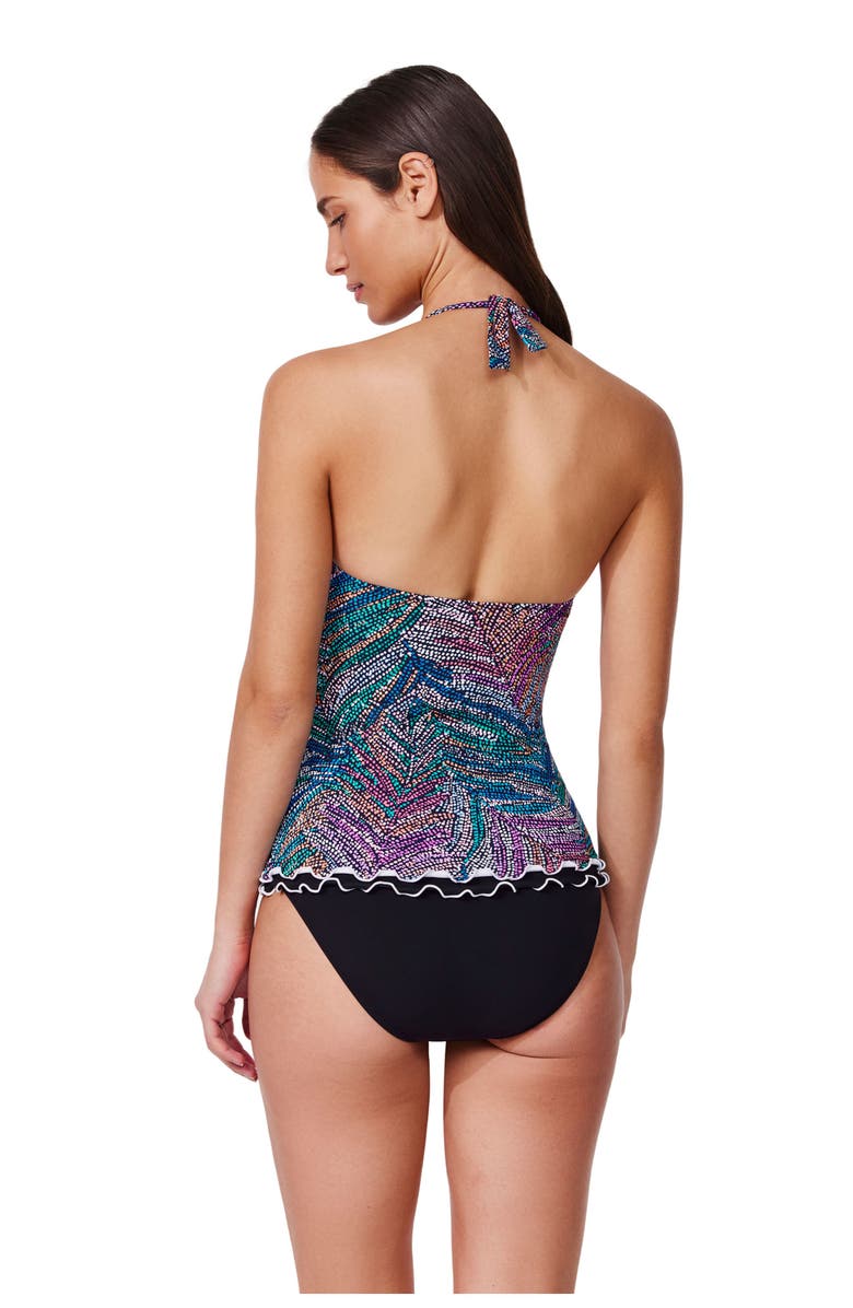 Profile by Gottex Layla Tricolore Halter Tankini Top, Alternate, color, Layla-Black-Multi