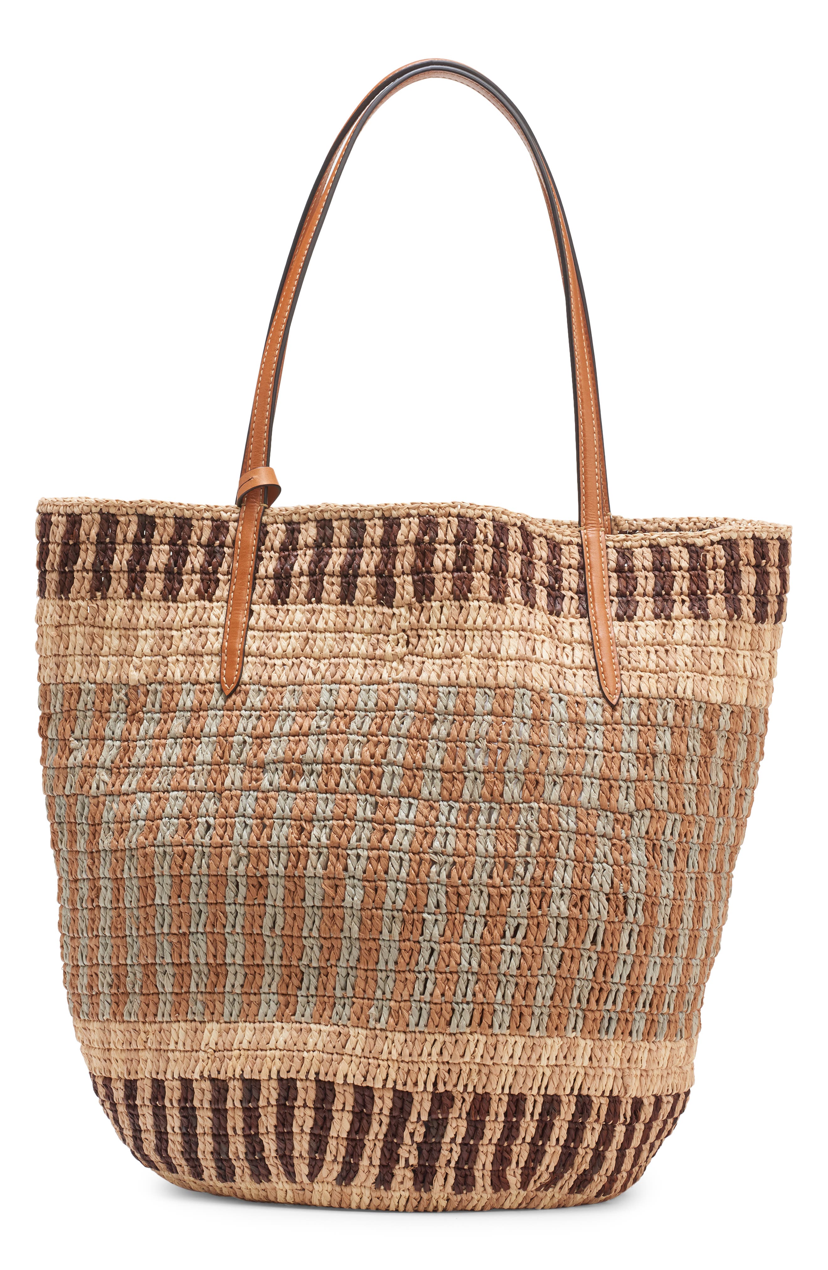 Valentino Garavani VLOGO Crochet Raffia Basket Tote, Alternate, color, 