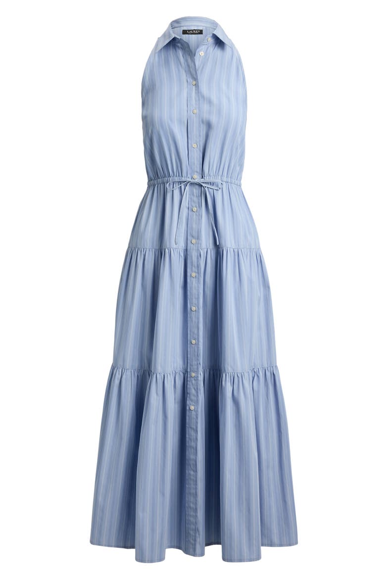 STripe Cotton Broadcloth Sleeveless Tiered Shirtdress, Alternate, color, BLUE/ WHITE MULTI