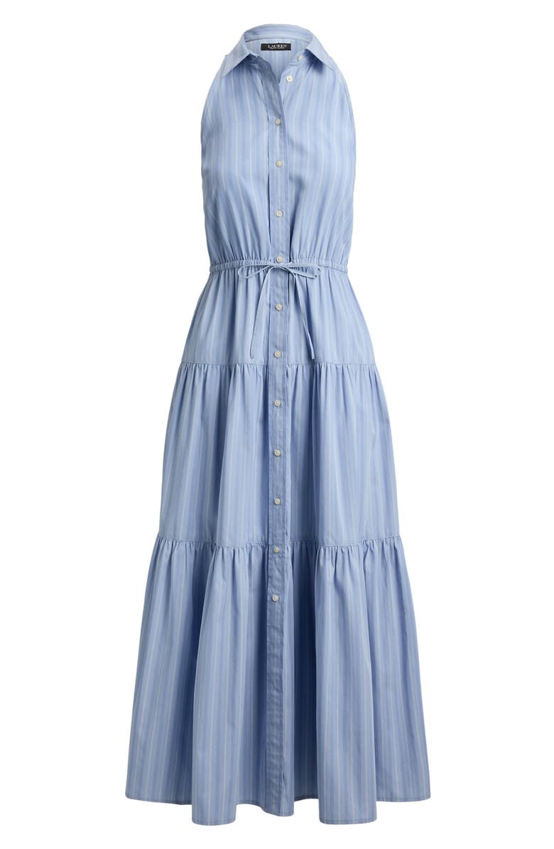 Lauren Ralph Lauren STripe Cotton Broadcloth Sleeveless Tiered Shirtdress, Alternate, color, Blue/ White Multi