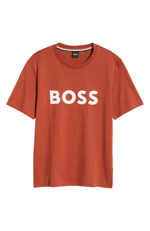 Hugo Boss Boss Tiburt 354 Logo Cotton Graphic T-shirt In Dark Orange