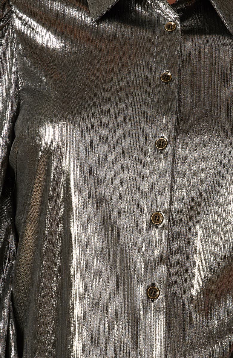 FLYING TOMATO Foil Coated Button-Up Shirt, Alternate, color, Silver