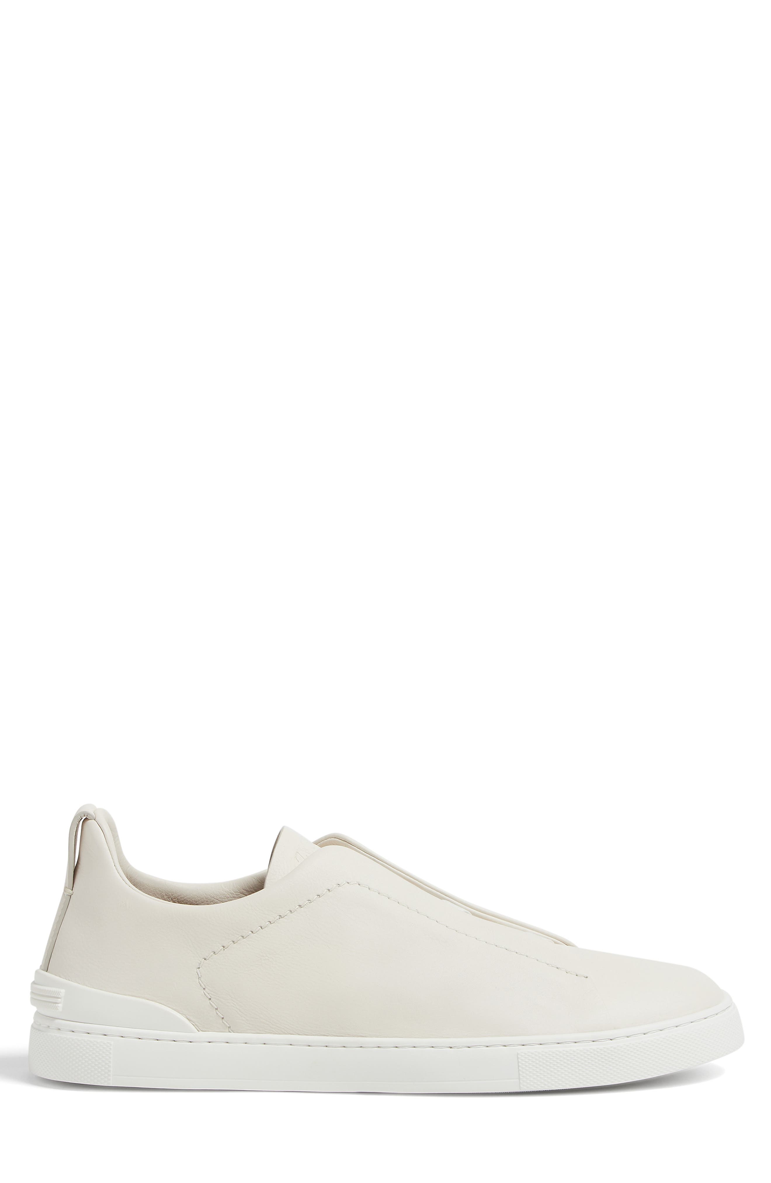 ZEGNA White Triple Stitch<sup>™</sup> SECONDSKIN Low Top Sneaker, Alternate, color, 