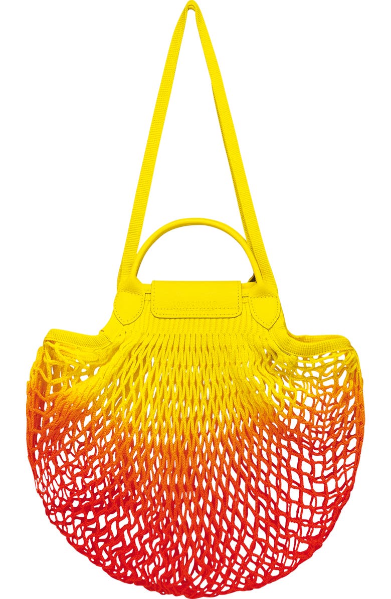 Longchamp Le Pliage Filet Dip Dye Knit Shoulder Bag, Alternate, color, Yellow/ Orange