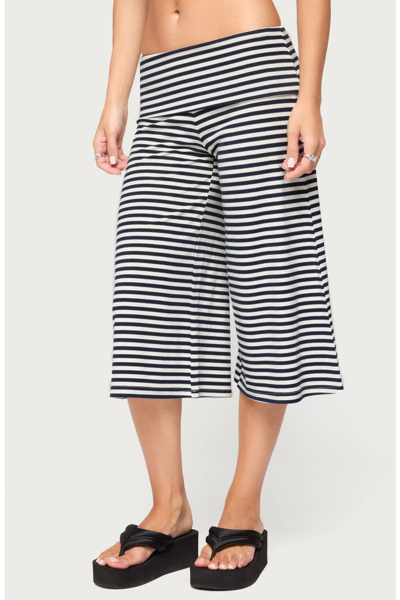 Kelia Foldover Bermuda Shorts, Alternate, color, NAVY-AND-WHITE