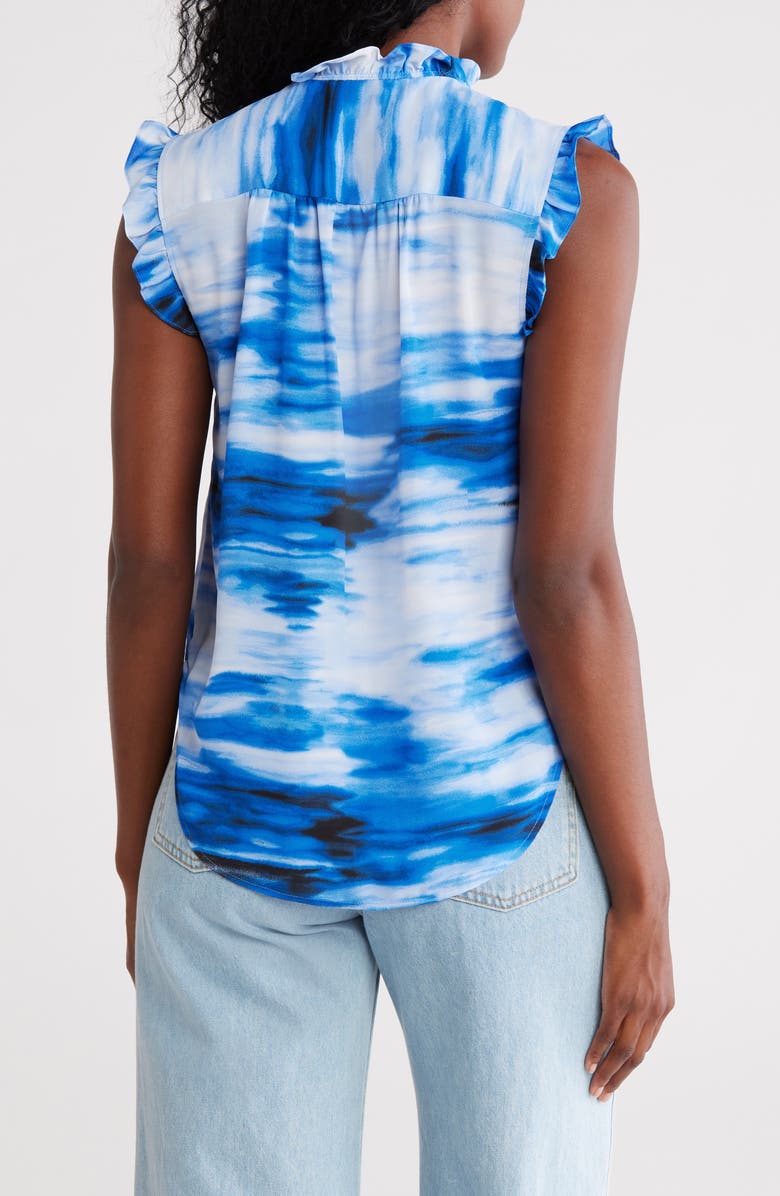 DKNY Ruffle Georgette Top, Alternate, color, Black/ Atlantc