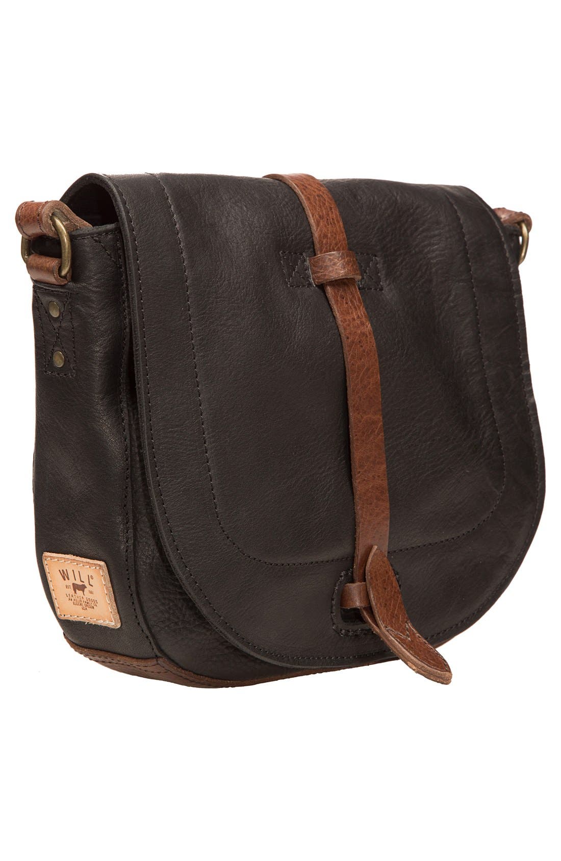 'Seneca' Leather Crossbody Bag, Alternate, color, BLACK