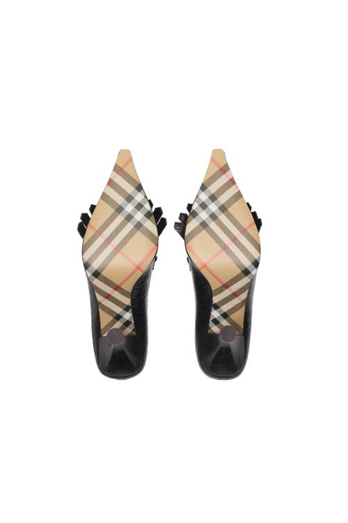 Burberry Embossed Cameo Fringe Pumps In Black